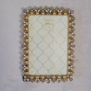 Vintage Ornate Jeweled 4x6 Picture Photo Frame Table Top Earth Tones